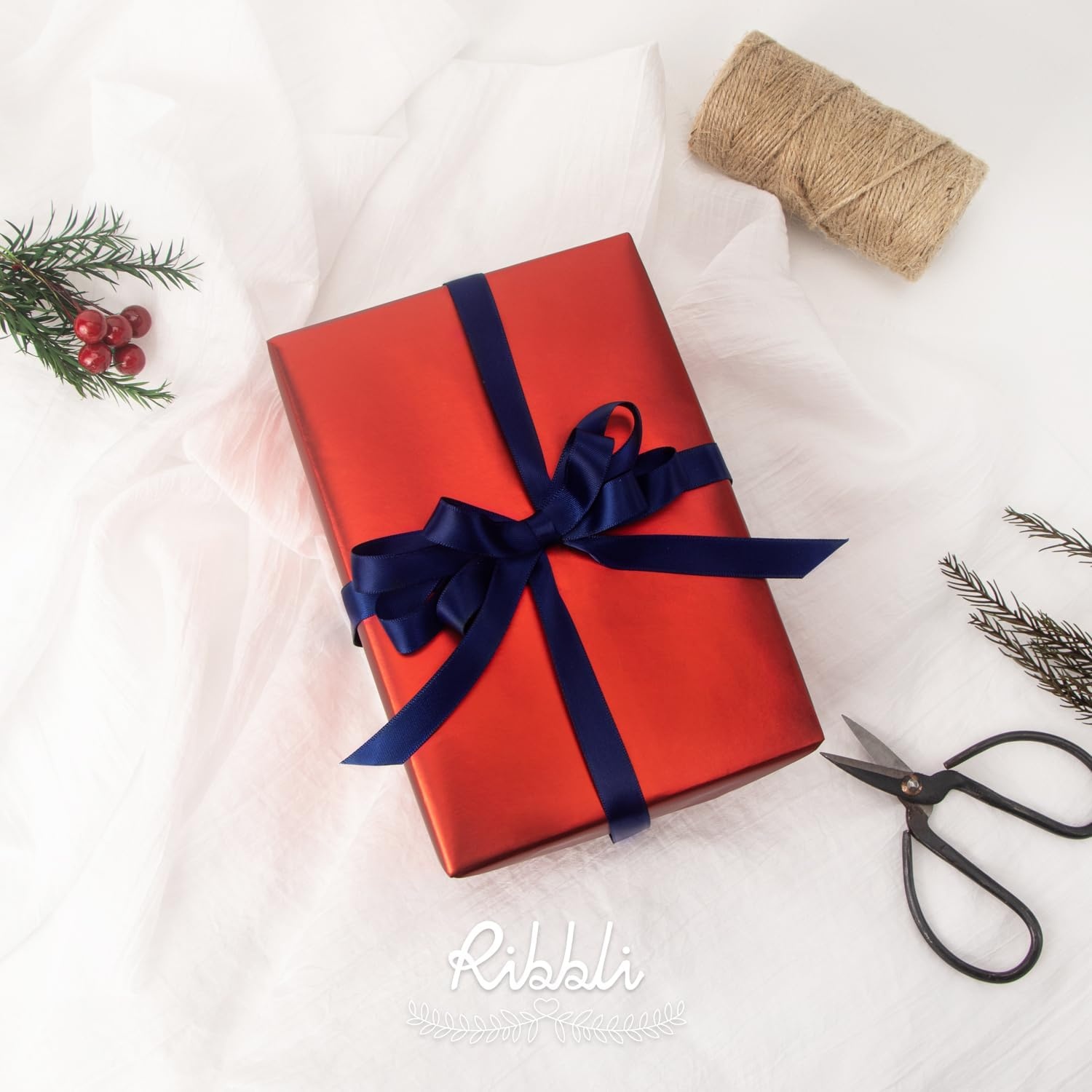 Ribbli Dusty Sage Satin Ribbon Double Faced Satin 1/2 inch x Continuous 50 Yards-Spring Moss Ribbon for Gift Wrapping Crafts Wedding Decoration Bows Bouquet Floral Arrangement(Blue Navy)