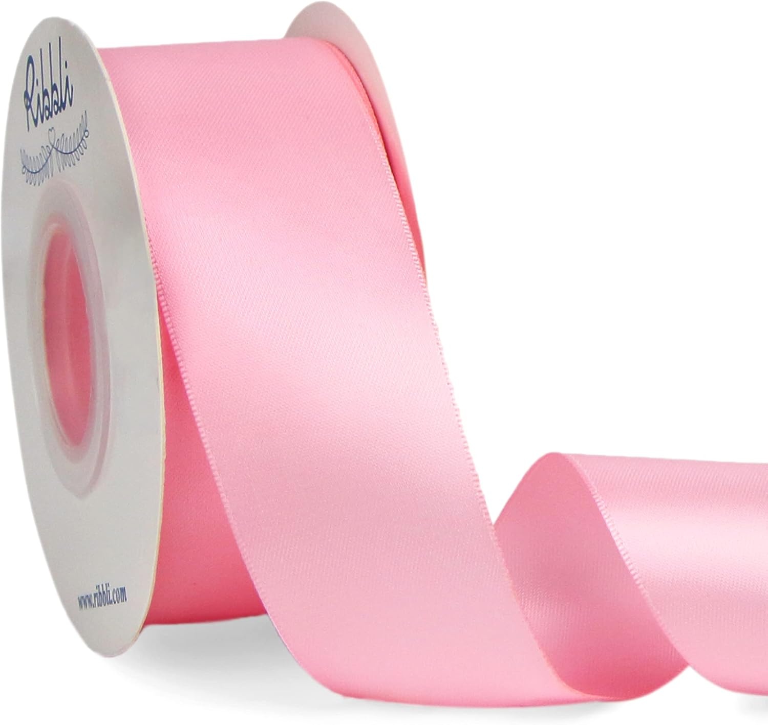 Ribbli Double Faced Rose Gold Satin Ribbon,3/8 x Continuous 25 Yards,Use for Bows Bouquet,Gift Wrapping,Floral Arrangement(Pink)