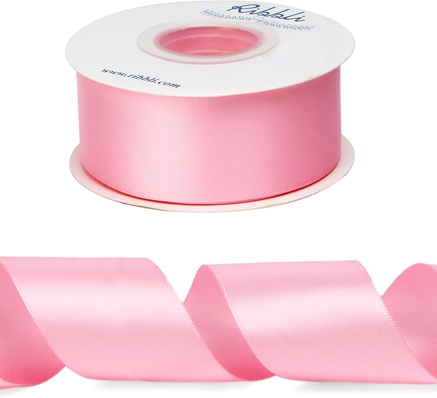 Ribbli Double Faced Rose Gold Satin Ribbon,3/8 x Continuous 25 Yards,Use for Bows Bouquet,Gift Wrapping,Floral Arrangement(Pink)