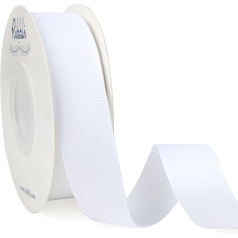 Ribbli Red Grosgrain Ribbon, 1-1/2 inches x Continuous 25 Yards,Use for Bows DIY Hair Accessories,Gift Wrapping,Craft and Sewing(White)