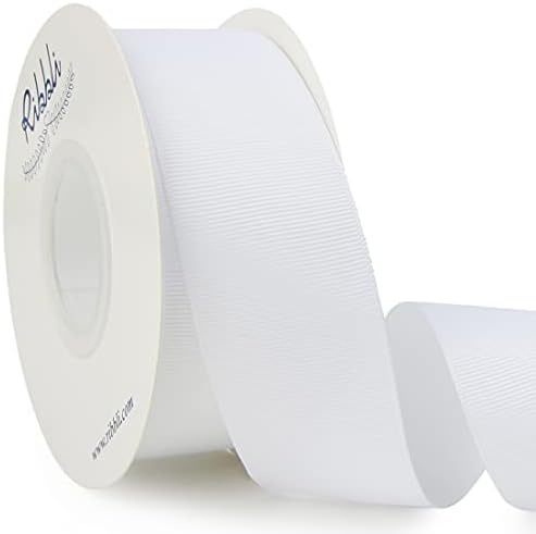 Ribbli Red Grosgrain Ribbon, 1-1/2 inches x Continuous 25 Yards,Use for Bows DIY Hair Accessories,Gift Wrapping,Craft and Sewing(White)