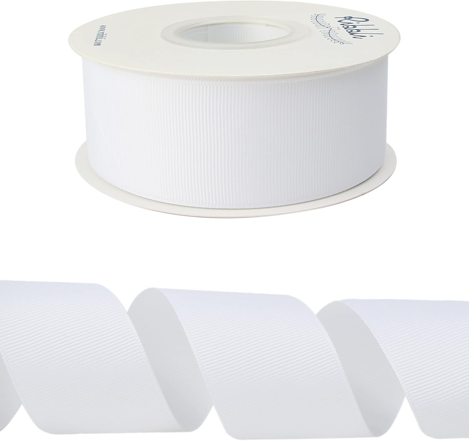 Ribbli Red Grosgrain Ribbon, 1-1/2 inches x Continuous 25 Yards,Use for Bows DIY Hair Accessories,Gift Wrapping,Craft and Sewing(White)