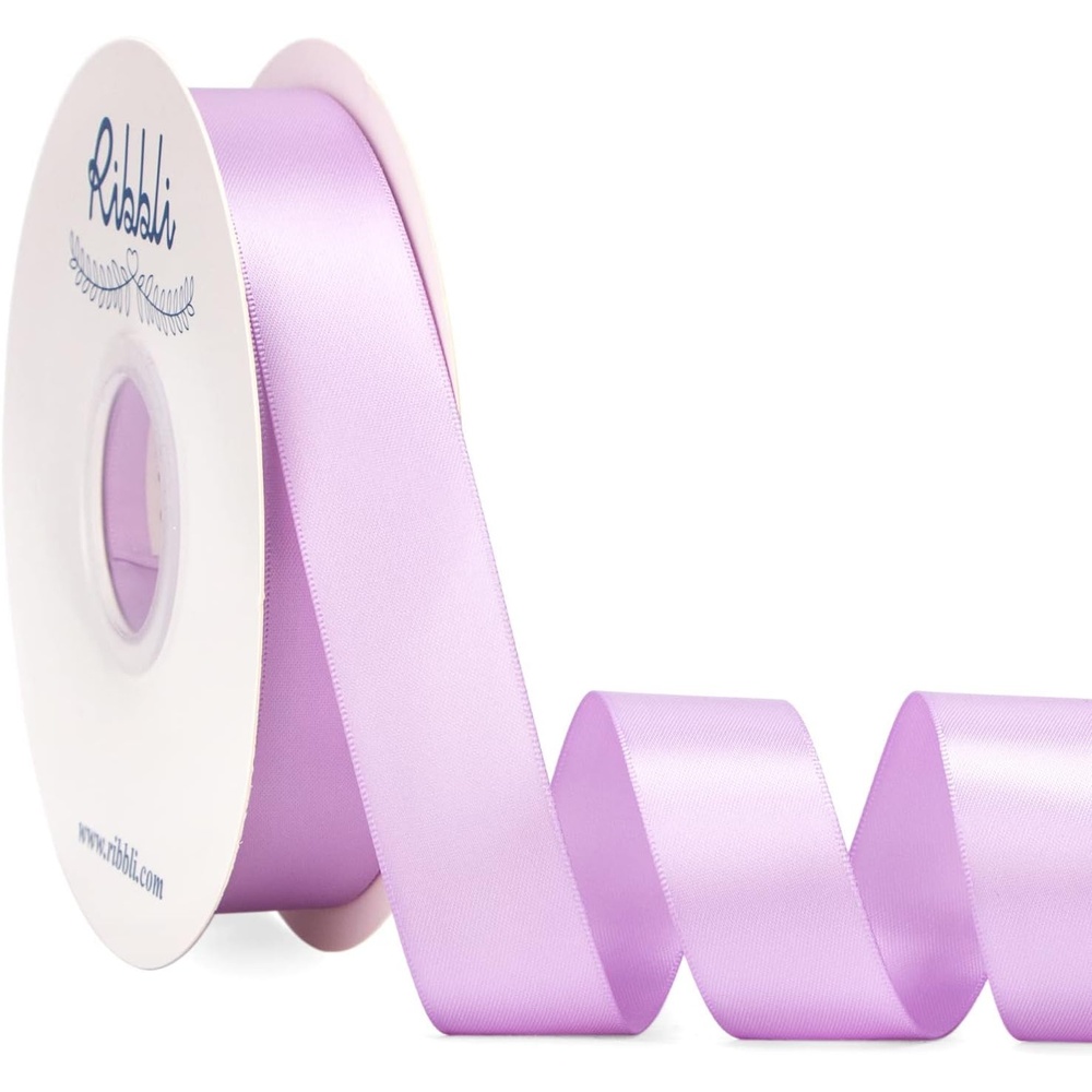 Ribbli Dusty Blue Satin Ribbon Double Faced Satin 1-1/2 Inch x Continuous 50 Yards-Blue Ribbon for Gift Wrapping Crafts Wedding Decoration Bows Bouquet Floral Arrangement(Light Orchid)