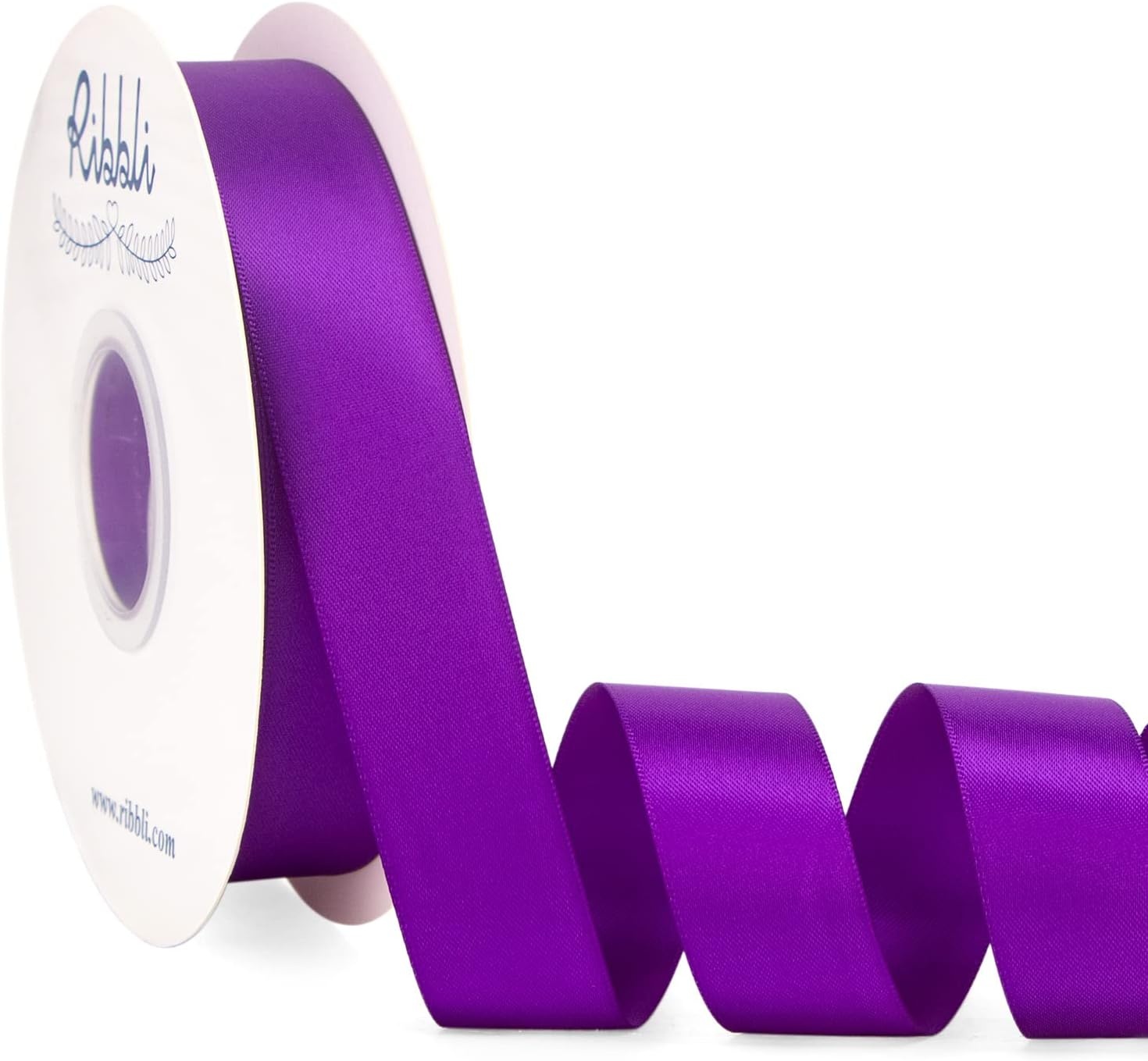 Ribbli Dusty Blue Satin Ribbon Double Faced Satin 1-1/2 Inch x Continuous 50 Yards-Blue Ribbon for Gift Wrapping Crafts Wedding Decoration Bows Bouquet Floral Arrangement(Purple)