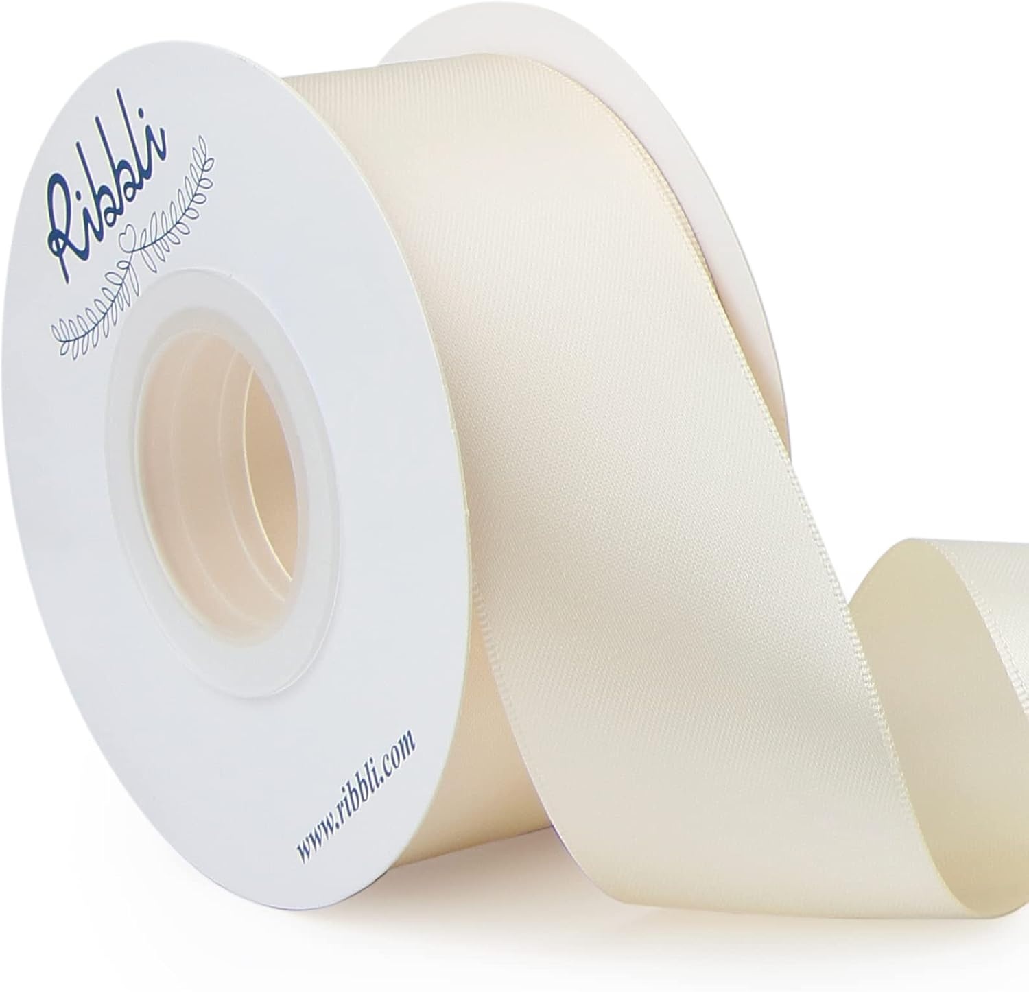 Ribbli Double Faced Rose Gold Satin Ribbon,3/8 x Continuous 25 Yards,Use for Bows Bouquet,Gift Wrapping,Floral Arrangement(Ivory)
