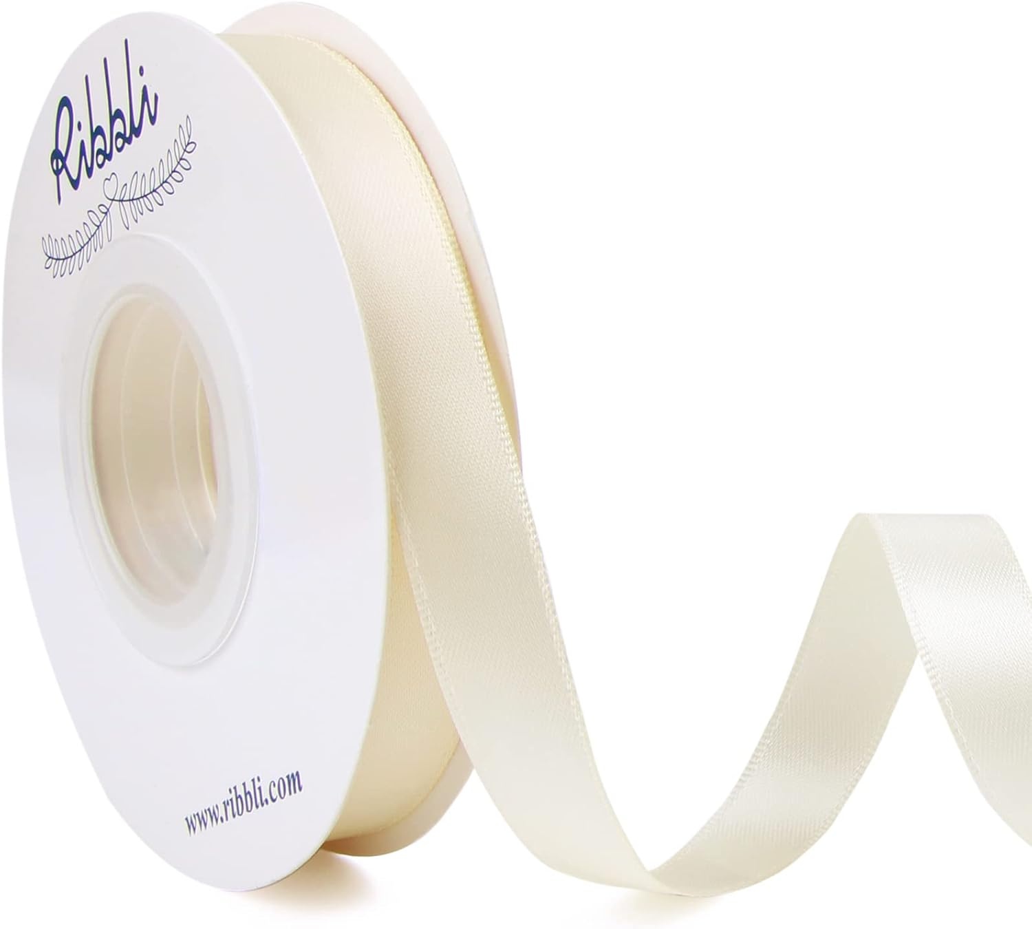 Ribbli Double Faced Rose Gold Satin Ribbon,3/8 x Continuous 25 Yards,Use for Bows Bouquet,Gift Wrapping,Floral Arrangement(Ivory)