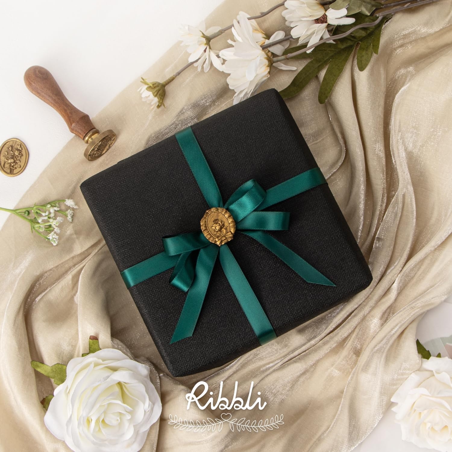 Ribbli Dusty Sage Satin Ribbon Double Faced Satin 1/2 inch x Continuous 50 Yards-Spring Moss Ribbon for Gift Wrapping Crafts Wedding Decoration Bows Bouquet Floral Arrangement(Green Hunter)