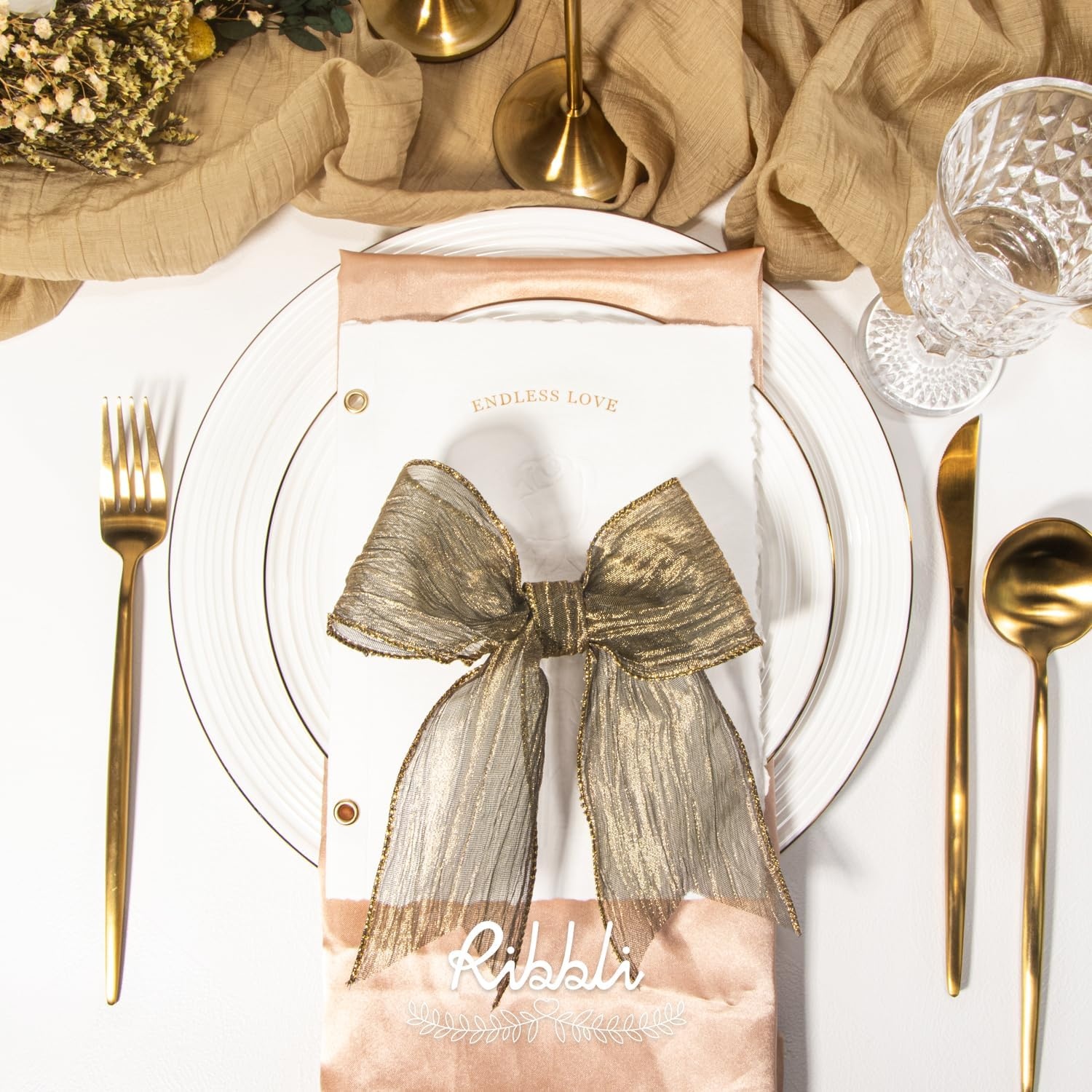 Ribbli Gold Crinkled Wired Ribbon 2.5 Inch with Metallic Wavy Christmas Ribbon for Cristmas Tree Topper Bow Wreaths Swags Gift Wrapping Wedding Decoration-Countinuous 10 Yard(Copper)