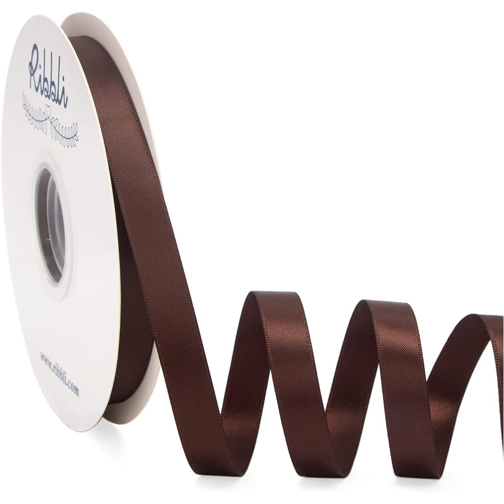 Ribbli Dusty Sage Satin Ribbon Double Faced Satin 1/2 inch x Continuous 50 Yards-Spring Moss Ribbon for Gift Wrapping Crafts Wedding Decoration Bows Bouquet Floral Arrangement(Brown Coffee)