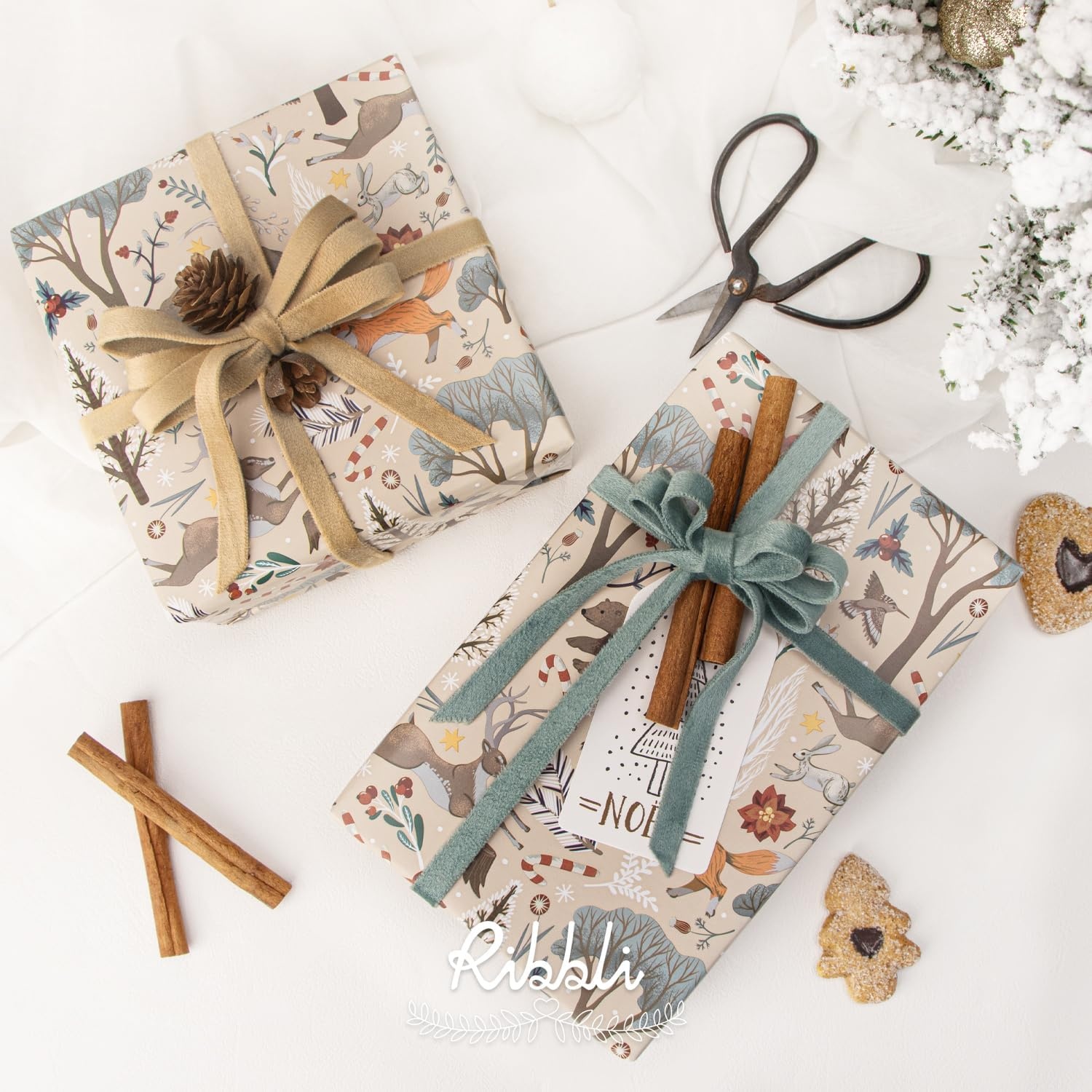 Ribbli Antique Gold Velvet Ribbon 3 Rolls Double Faced 3/8 Inch 18-Yard with Wooden Spool Use for Christmas Tree Ornaments Gift Wrapping Wreath Decoration Wedding Boutonnieres(Champagne)