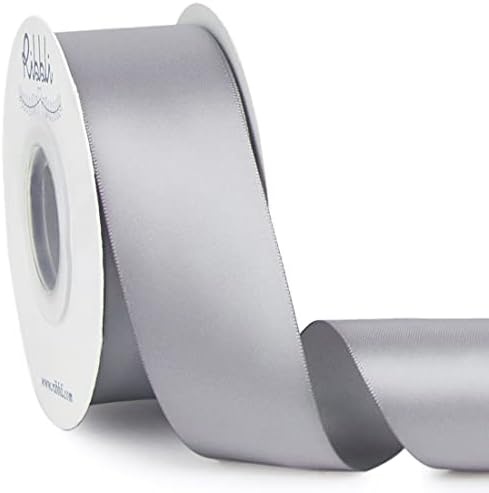 Ribbli Double Faced Rose Gold Satin Ribbon,3/8 x Continuous 25 Yards,Use for Bows Bouquet,Gift Wrapping,Floral Arrangement(Silver)