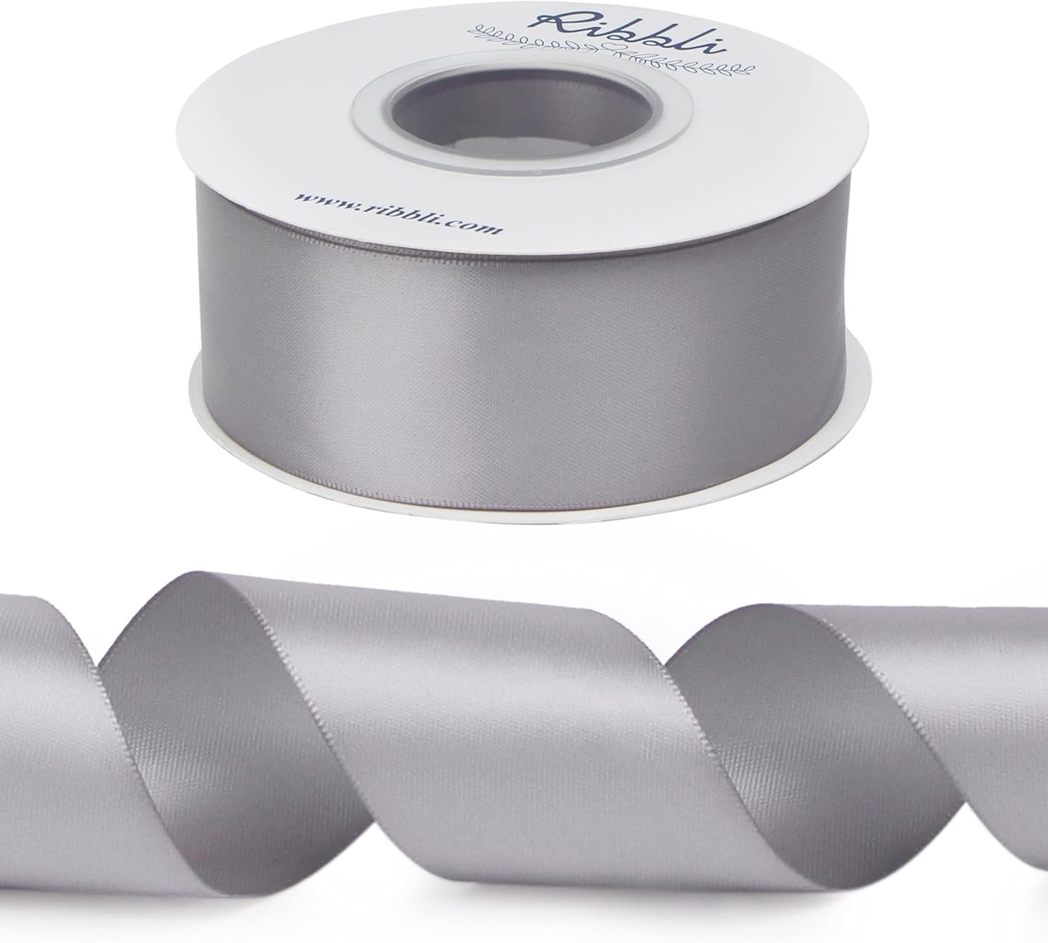 Ribbli Double Faced Rose Gold Satin Ribbon,3/8 x Continuous 25 Yards,Use for Bows Bouquet,Gift Wrapping,Floral Arrangement(Silver)