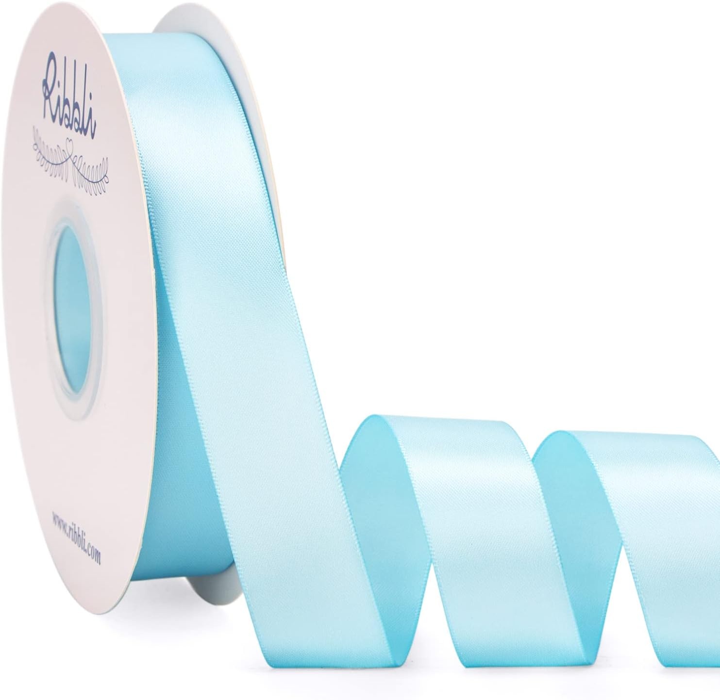 Ribbli Dusty Blue Satin Ribbon Double Faced Satin 1-1/2 Inch x Continuous 50 Yards-Blue Ribbon for Gift Wrapping Crafts Wedding Decoration Bows Bouquet Floral Arrangement(Blue Light)