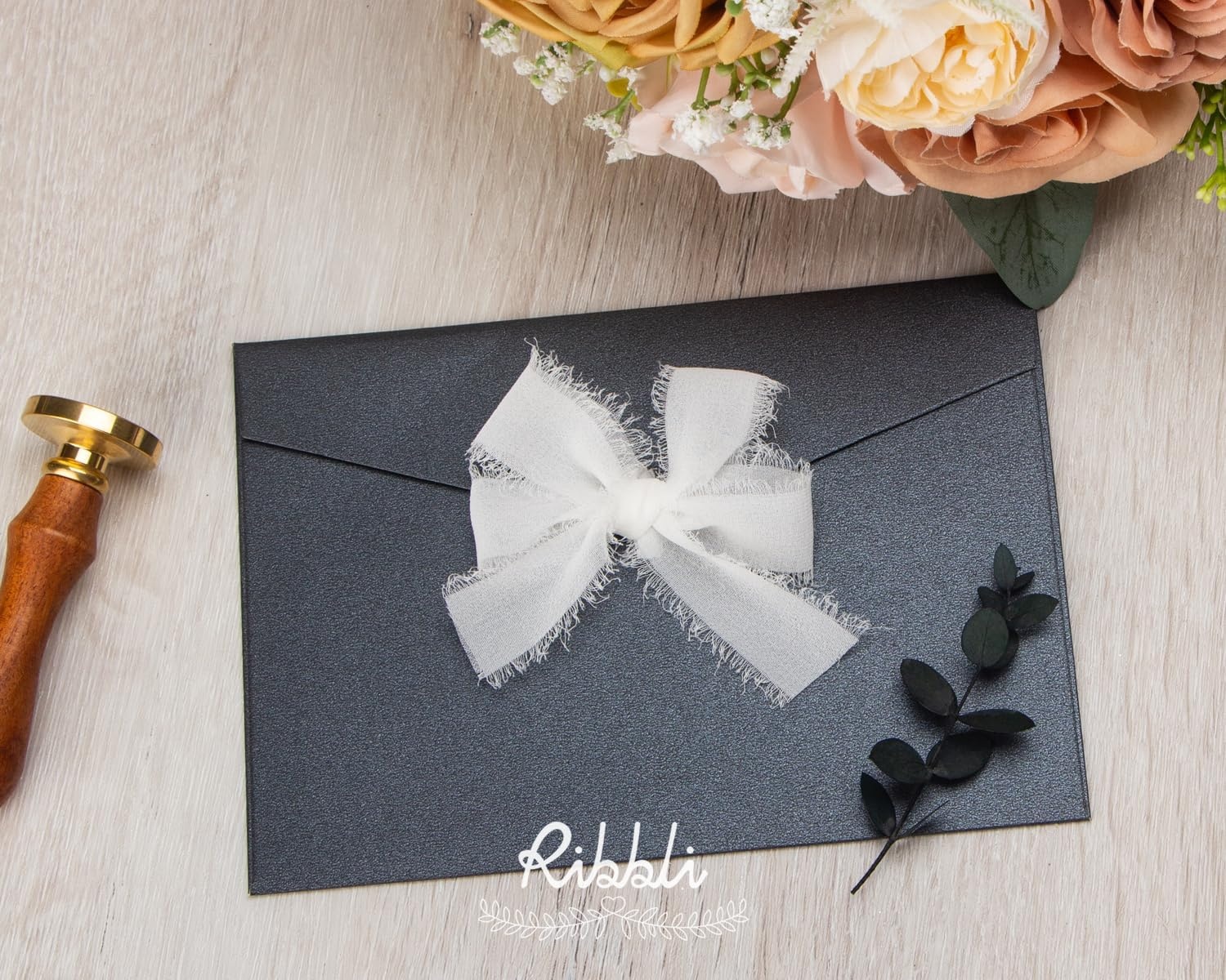 Ribbli Creamy Sage Ribbon 1 Inch x 3 Rolls Total 24 Yards Light Green Handmade Fringe Chiffon Silk Ribbon for Wrapping Wedding Invitations Bridal Bouquets DIY Crafts Home Decor(White)