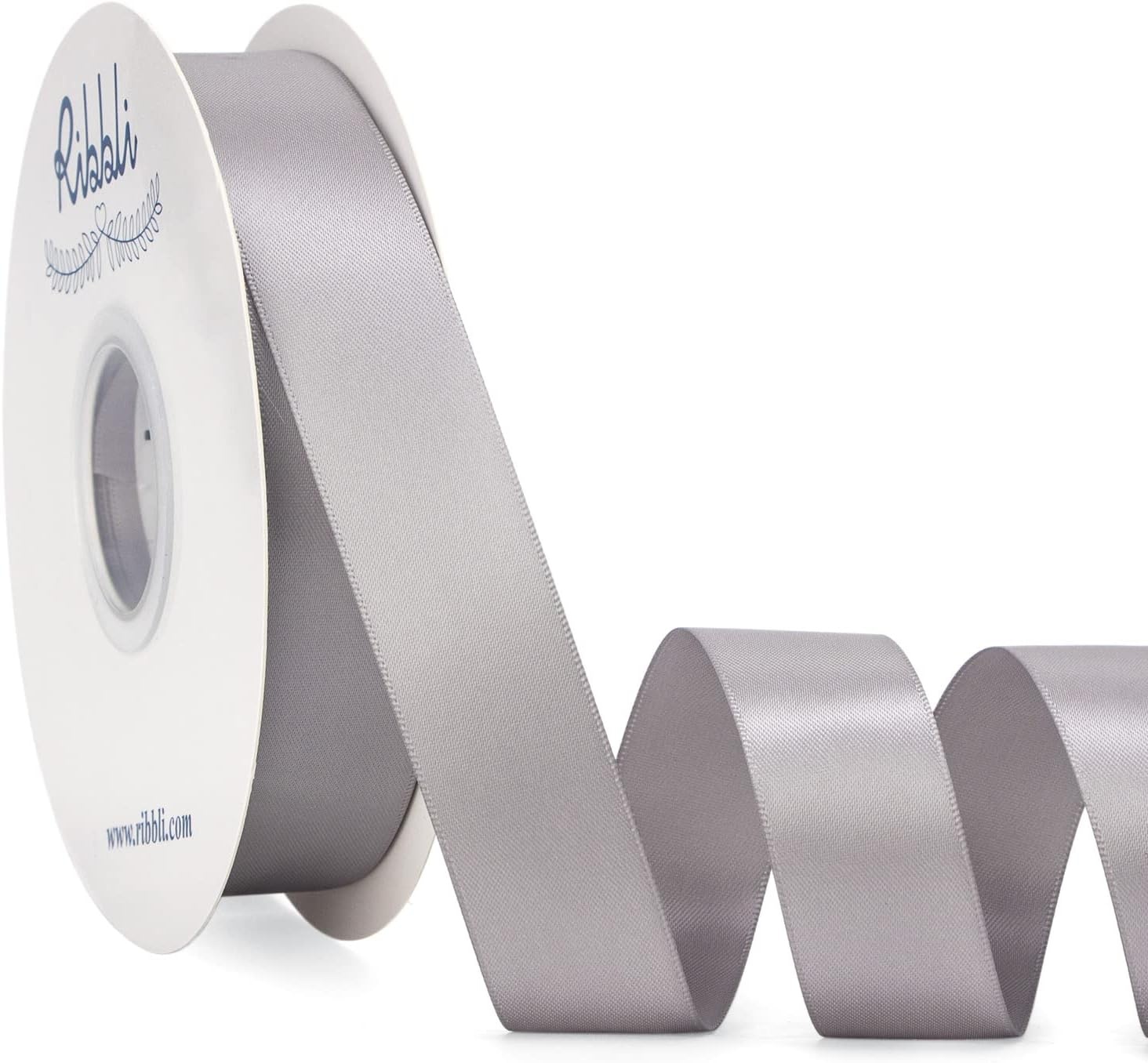Ribbli Dusty Blue Satin Ribbon Double Faced Satin 1-1/2 Inch x Continuous 50 Yards-Blue Ribbon for Gift Wrapping Crafts Wedding Decoration Bows Bouquet Floral Arrangement(Silver)