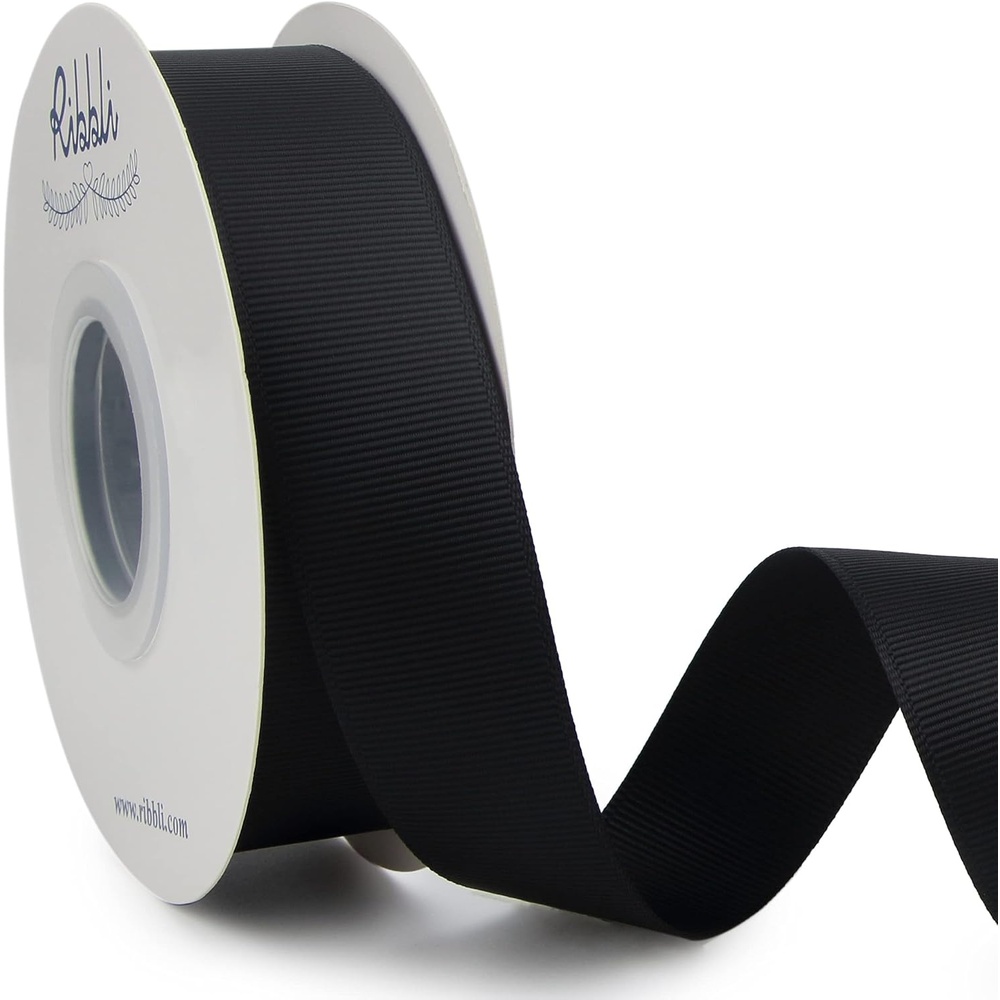 Ribbli Red Grosgrain Ribbon, 1-1/2 inches x Continuous 25 Yards,Use for Bows DIY Hair Accessories,Gift Wrapping,Craft and Sewing(Black)