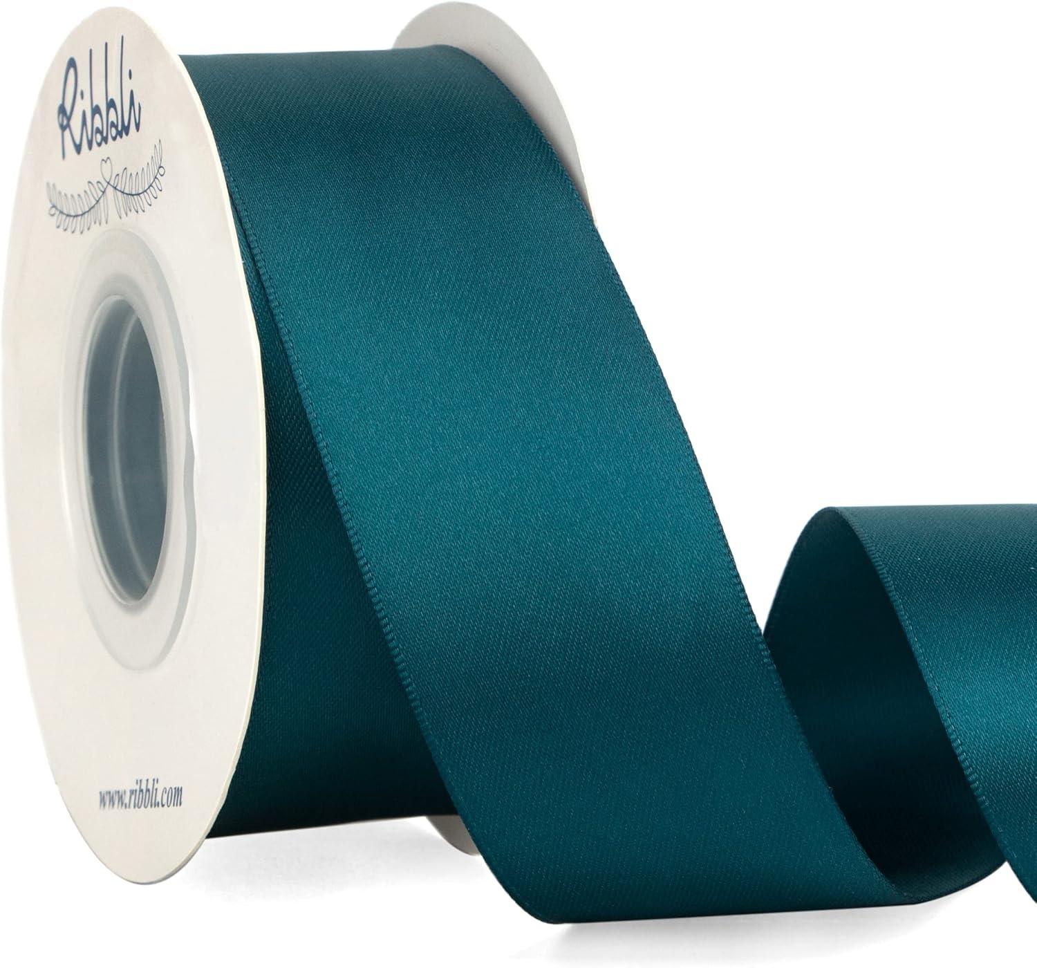 Ribbli Double Faced Rose Gold Satin Ribbon,3/8 x Continuous 25 Yards,Use for Bows Bouquet,Gift Wrapping,Floral Arrangement(Green Teal)