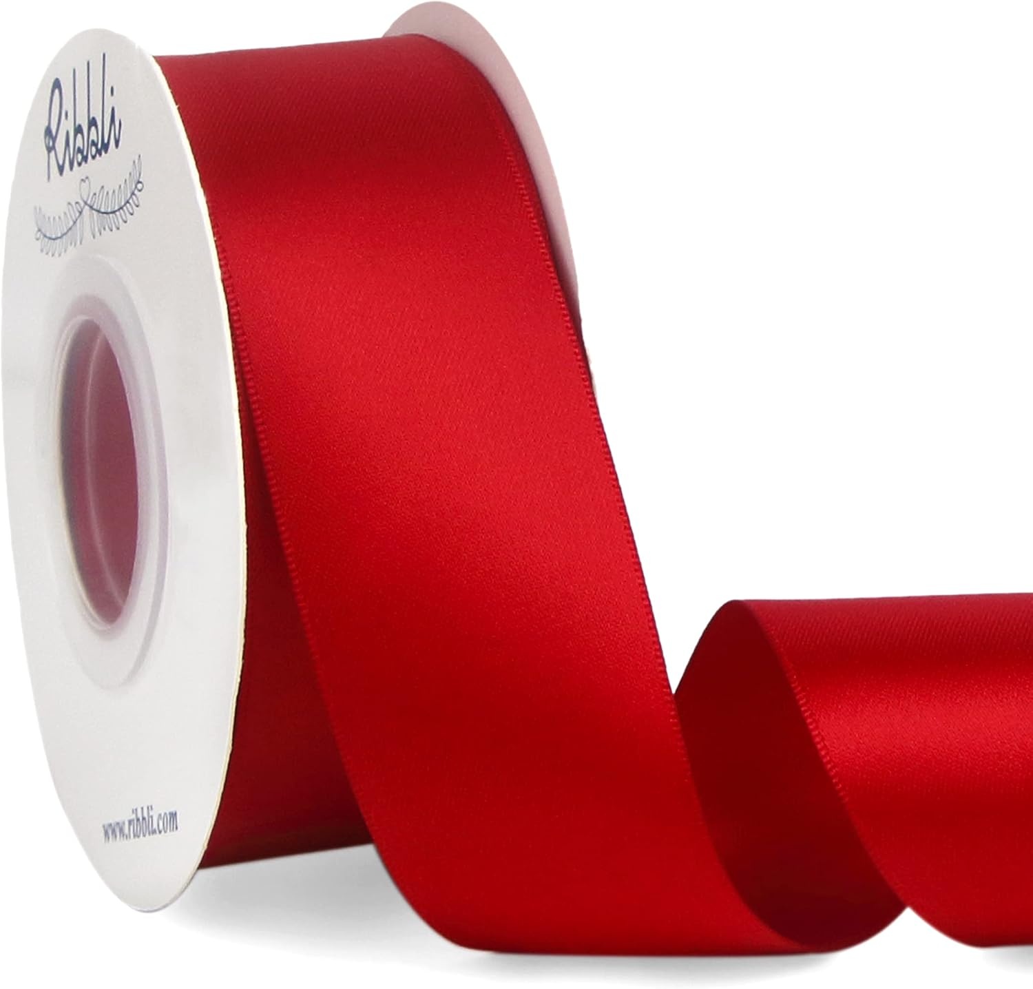 Ribbli Double Faced Rose Gold Satin Ribbon,3/8 x Continuous 25 Yards,Use for Bows Bouquet,Gift Wrapping,Floral Arrangement(Red)