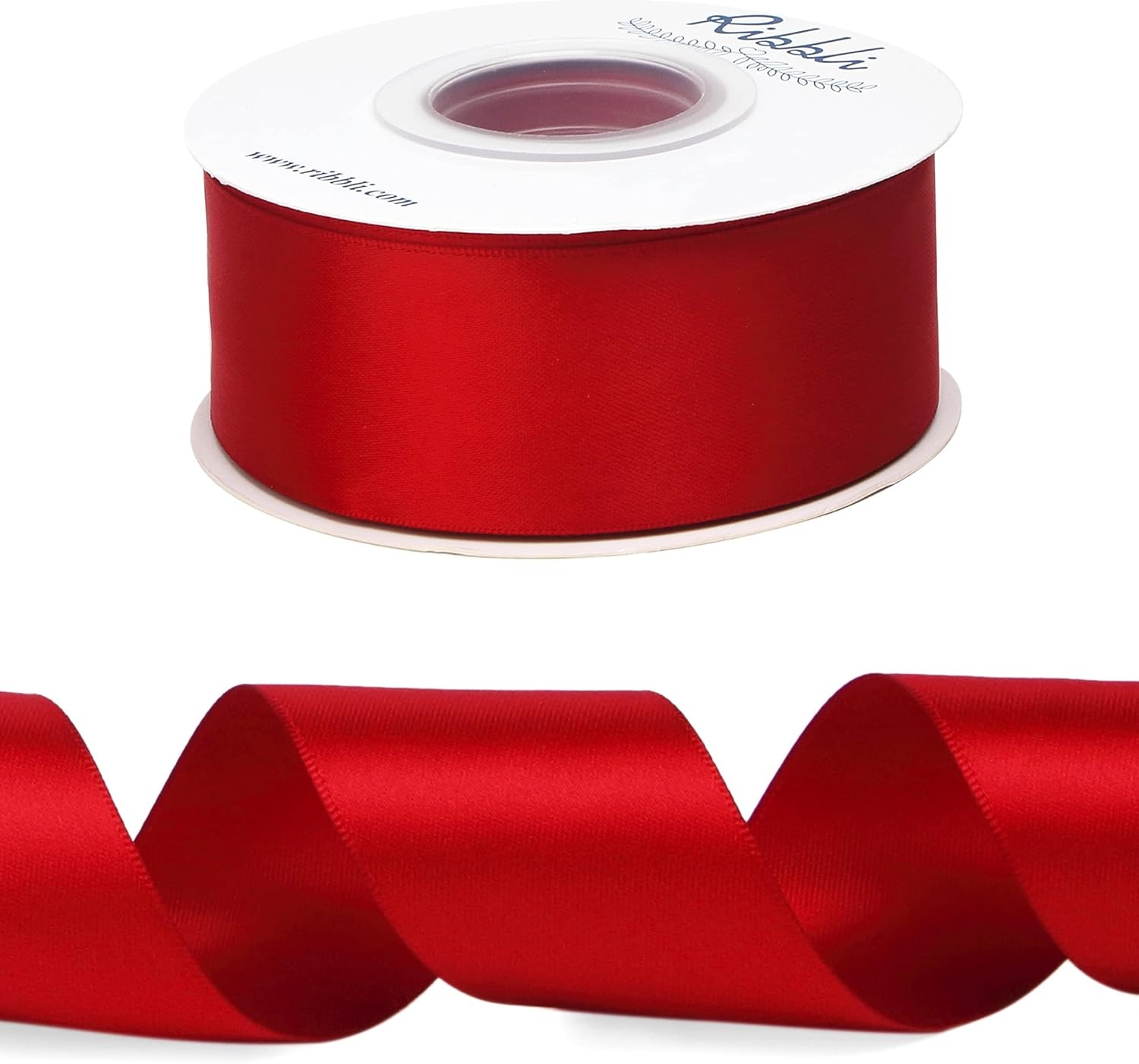 Ribbli Double Faced Rose Gold Satin Ribbon,3/8 x Continuous 25 Yards,Use for Bows Bouquet,Gift Wrapping,Floral Arrangement(Red)
