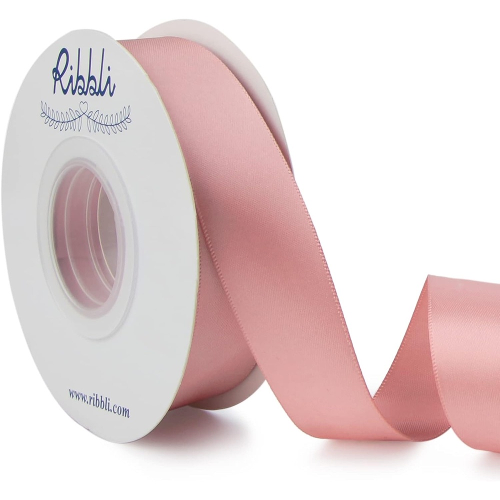 Ribbli Double Faced Rose Gold Satin Ribbon,3/8 x Continuous 25 Yards,Use for Bows Bouquet,Gift Wrapping,Floral Arrangement(Rose Gold)