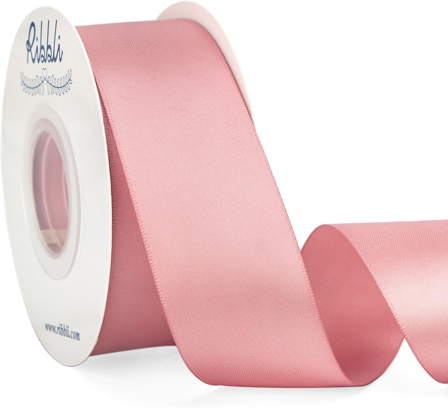 Ribbli Double Faced Rose Gold Satin Ribbon,3/8 x Continuous 25 Yards,Use for Bows Bouquet,Gift Wrapping,Floral Arrangement(Rose Gold)