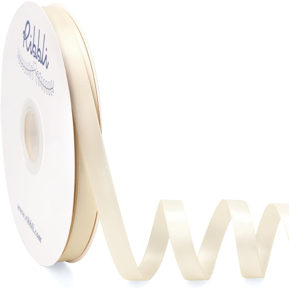 Ribbli Dusty Blue Satin Ribbon Double Faced Satin 1-1/2 Inch x Continuous 50 Yards-Blue Ribbon for Gift Wrapping Crafts Wedding Decoration Bows Bouquet Floral Arrangement(Ivory)