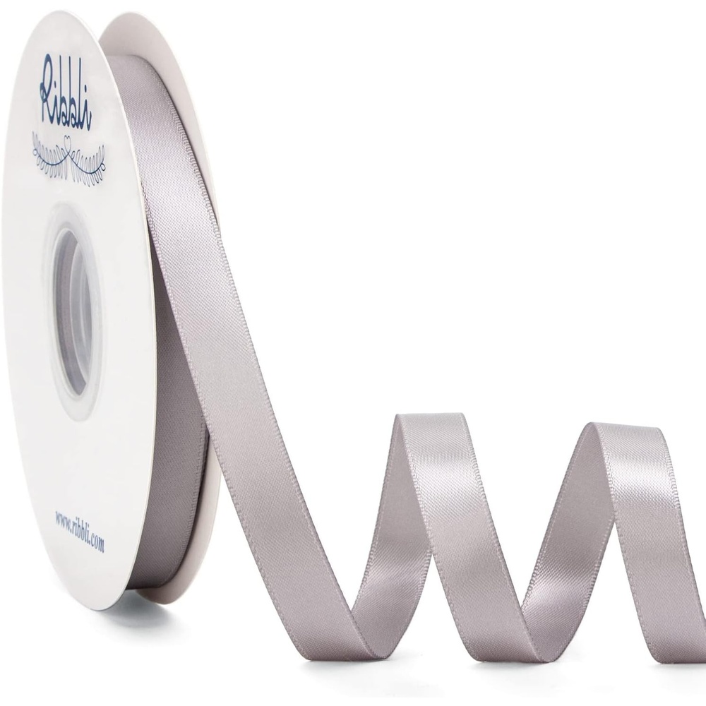 Ribbli Dusty Sage Satin Ribbon Double Faced Satin 1/2 inch x Continuous 50 Yards-Spring Moss Ribbon for Gift Wrapping Crafts Wedding Decoration Bows Bouquet Floral Arrangement(Silver)