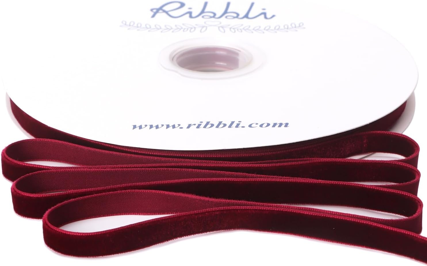 Ribbli Sage Green Velvet Ribbon 1/8 Inches Continuous 25 Yard Spool Sage Green Christmas Ribbon for Gift Wrapping Crafts Home Decor(Burgundy)