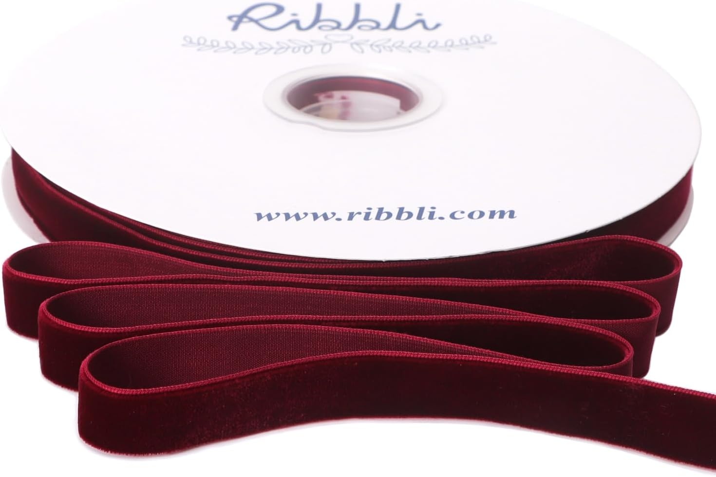 Ribbli Sage Green Velvet Ribbon 1/8 Inches Continuous 25 Yard Spool Sage Green Christmas Ribbon for Gift Wrapping Crafts Home Decor(Burgundy)