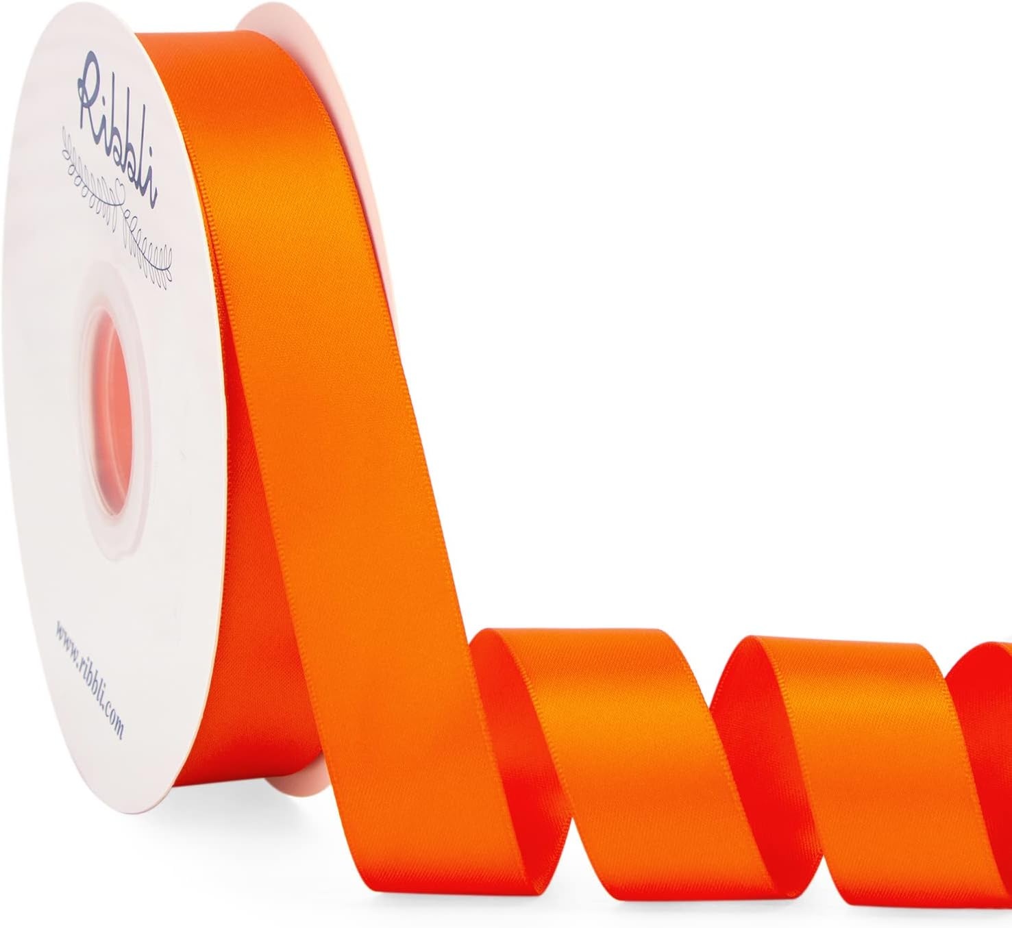 Ribbli Dusty Blue Satin Ribbon Double Faced Satin 1-1/2 Inch x Continuous 50 Yards-Blue Ribbon for Gift Wrapping Crafts Wedding Decoration Bows Bouquet Floral Arrangement(Orange Torrid)