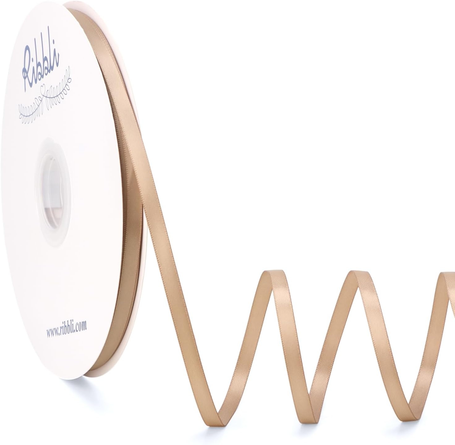 Ribbli Dusty Blue Satin Ribbon Double Faced Satin 1-1/2 Inch x Continuous 50 Yards-Blue Ribbon for Gift Wrapping Crafts Wedding Decoration Bows Bouquet Floral Arrangement(Champagne Gold)