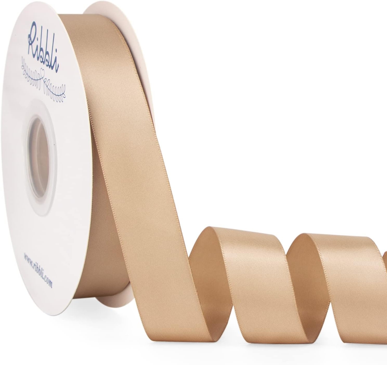 Ribbli Dusty Blue Satin Ribbon Double Faced Satin 1-1/2 Inch x Continuous 50 Yards-Blue Ribbon for Gift Wrapping Crafts Wedding Decoration Bows Bouquet Floral Arrangement(Champagne Gold)