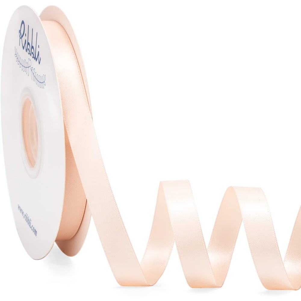 Ribbli Dusty Sage Satin Ribbon Double Faced Satin 1/2 inch x Continuous 50 Yards-Spring Moss Ribbon for Gift Wrapping Crafts Wedding Decoration Bows Bouquet Floral Arrangement(Champagne Pink)
