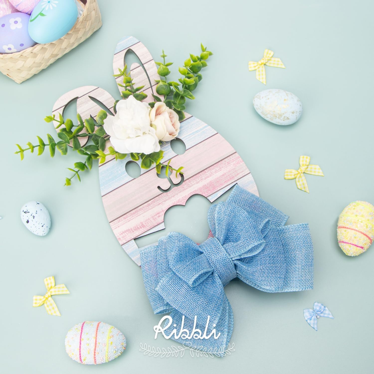 Ribbli Baby Blue Burlap Wired Ribbon,2-1/2 Inch x Continuous 10 Yard, Wired Edge Ribbon for Big Bow,Wreath,Baby Shower Decoration,Outdoor Decoration(Baby Blue)