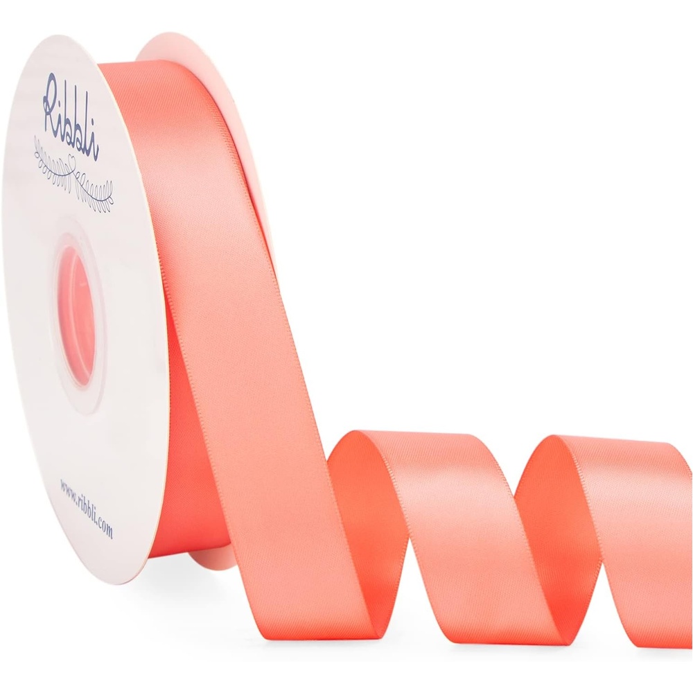 Ribbli Dusty Blue Satin Ribbon Double Faced Satin 1-1/2 Inch x Continuous 50 Yards-Blue Ribbon for Gift Wrapping Crafts Wedding Decoration Bows Bouquet Floral Arrangement(Light Coral)