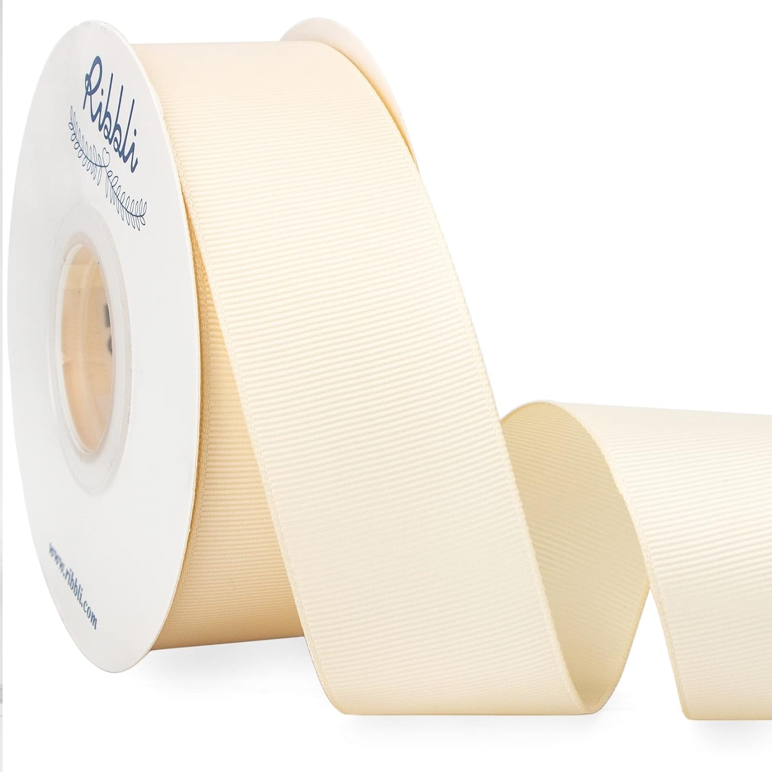 Ribbli Red Grosgrain Ribbon, 1-1/2 inches x Continuous 25 Yards,Use for Bows DIY Hair Accessories,Gift Wrapping,Craft and Sewing(Ivory)