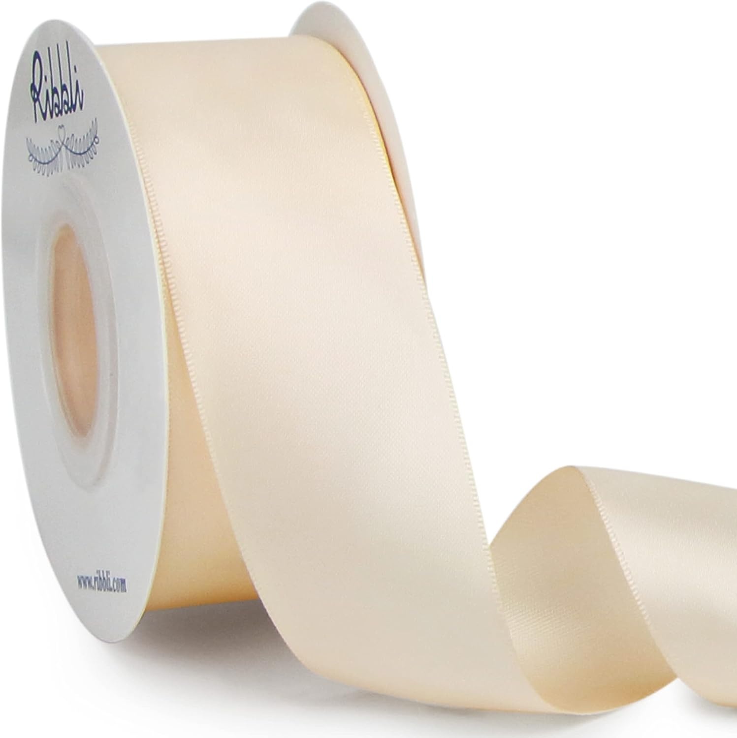 Ribbli Double Faced Rose Gold Satin Ribbon,3/8 x Continuous 25 Yards,Use for Bows Bouquet,Gift Wrapping,Floral Arrangement(Cream)