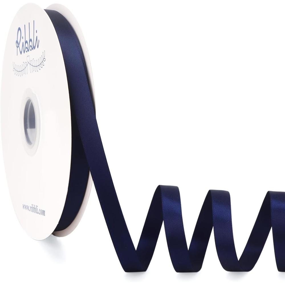 Ribbli Dusty Blue Satin Ribbon Double Faced Satin 1-1/2 Inch x Continuous 50 Yards-Blue Ribbon for Gift Wrapping Crafts Wedding Decoration Bows Bouquet Floral Arrangement(Blue Navy)