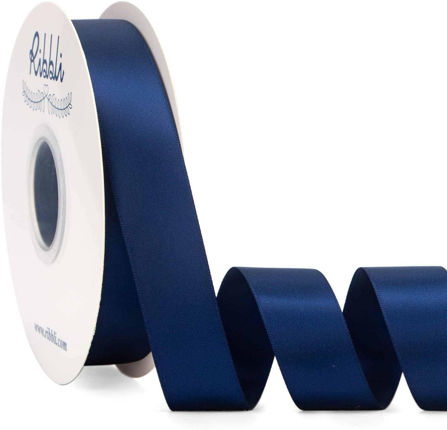 Ribbli Dusty Blue Satin Ribbon Double Faced Satin 1-1/2 Inch x Continuous 50 Yards-Blue Ribbon for Gift Wrapping Crafts Wedding Decoration Bows Bouquet Floral Arrangement(Blue Navy)