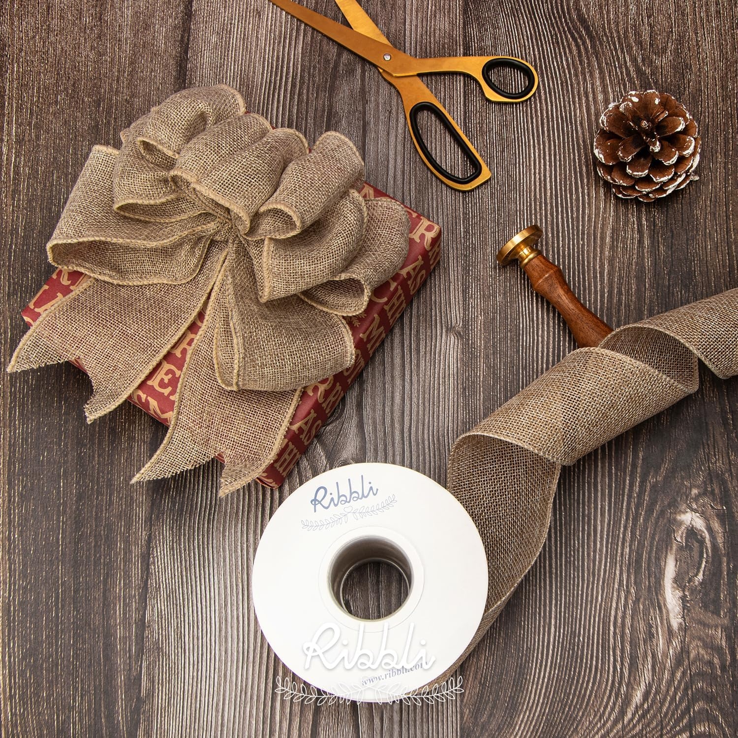 Ribbli Baby Blue Burlap Wired Ribbon,2-1/2 Inch x Continuous 10 Yard, Wired Edge Ribbon for Big Bow,Wreath,Baby Shower Decoration,Outdoor Decoration(Natural)