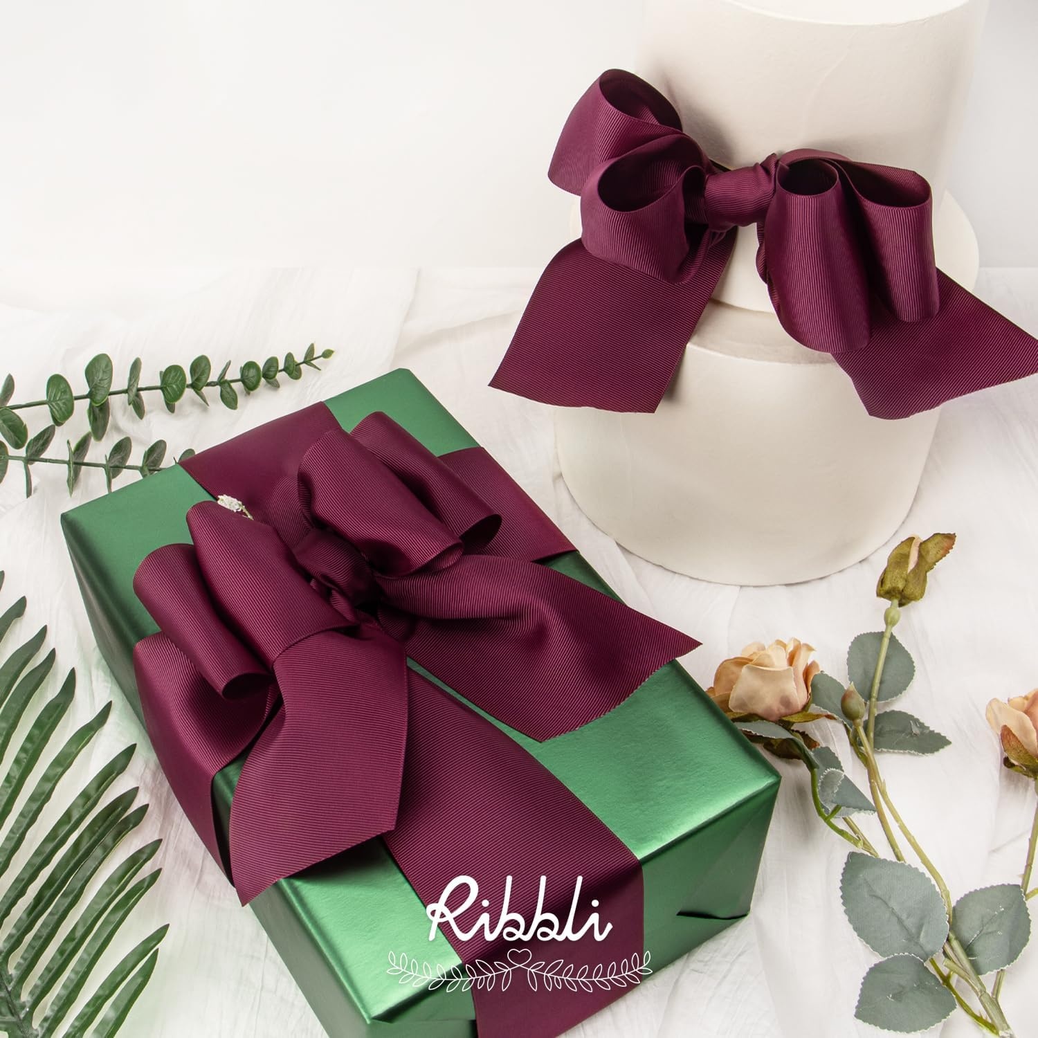 Ribbli Red Grosgrain Ribbon,3 inches x Continuous 10 Yards,Use for Bows DIY Hair Accessories,Gift Wrapping,Craft and Sewing(Dk.Burgundy)