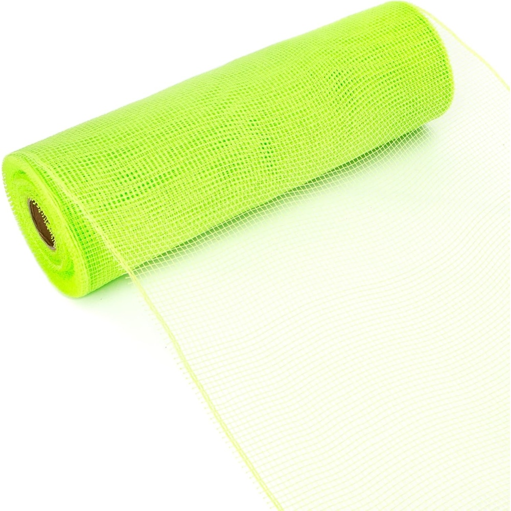 Ribbli Cream Mesh Ribbon,10 inch x 30 feet(10Yard), Christmas Ribbon for Wreath Swags and Christmas Tree Decoration (Non-Metallic)(Lime Green)