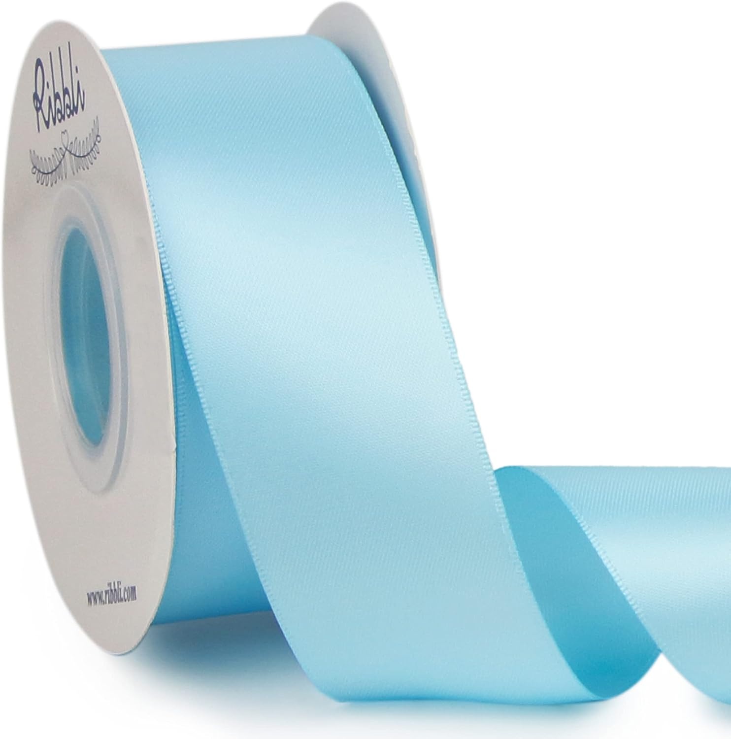 Ribbli Double Faced Rose Gold Satin Ribbon,3/8 x Continuous 25 Yards,Use for Bows Bouquet,Gift Wrapping,Floral Arrangement(Blue Light)