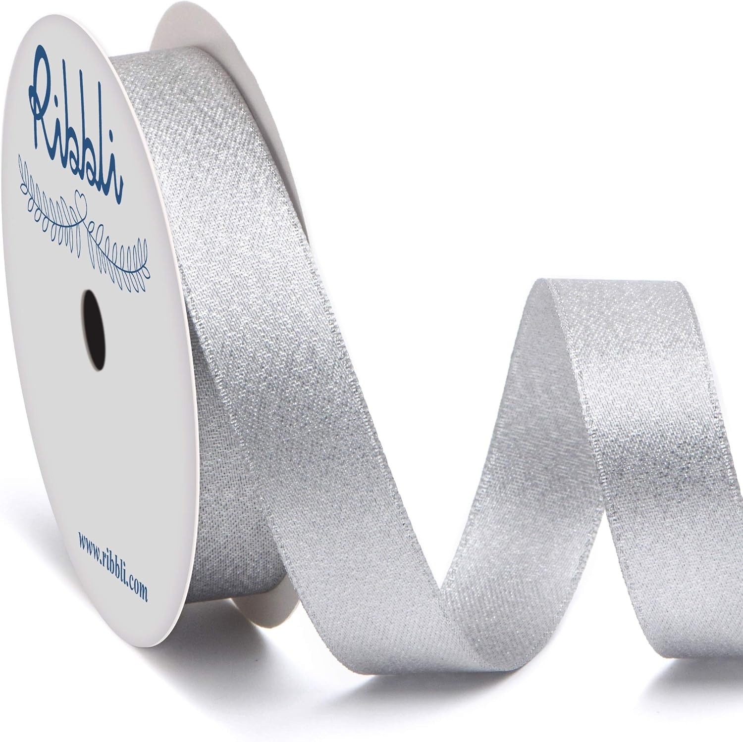 Ribbli Black Double Faced Purl Ribbon, Luxury Glitter, 3/8 Inch x 10 Yard, Wedding Ribbon for Crafts, Gift Wrapping & Bottle Decoration(Silver)