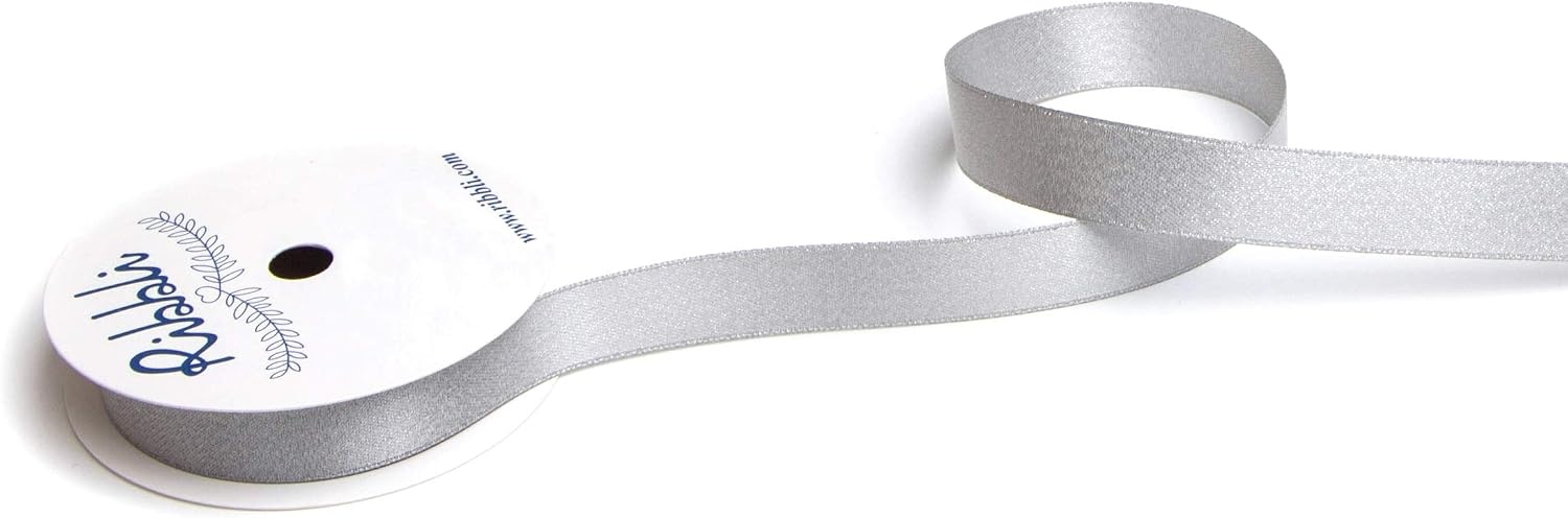 Ribbli Black Double Faced Purl Ribbon, Luxury Glitter, 3/8 Inch x 10 Yard, Wedding Ribbon for Crafts, Gift Wrapping & Bottle Decoration(Silver)