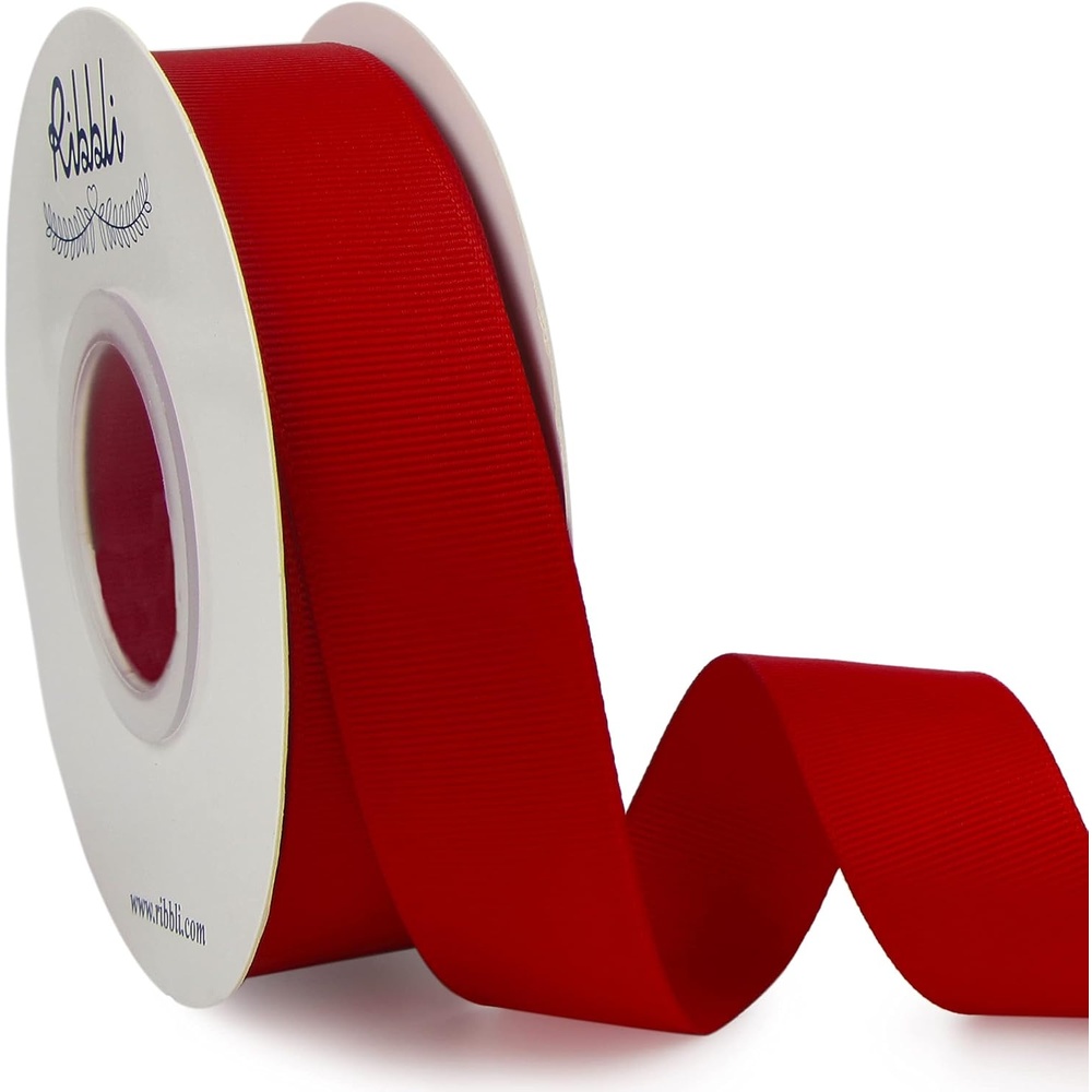 Ribbli Red Grosgrain Ribbon, 1-1/2 inches x Continuous 25 Yards,Use for Bows DIY Hair Accessories,Gift Wrapping,Craft and Sewing(Red)