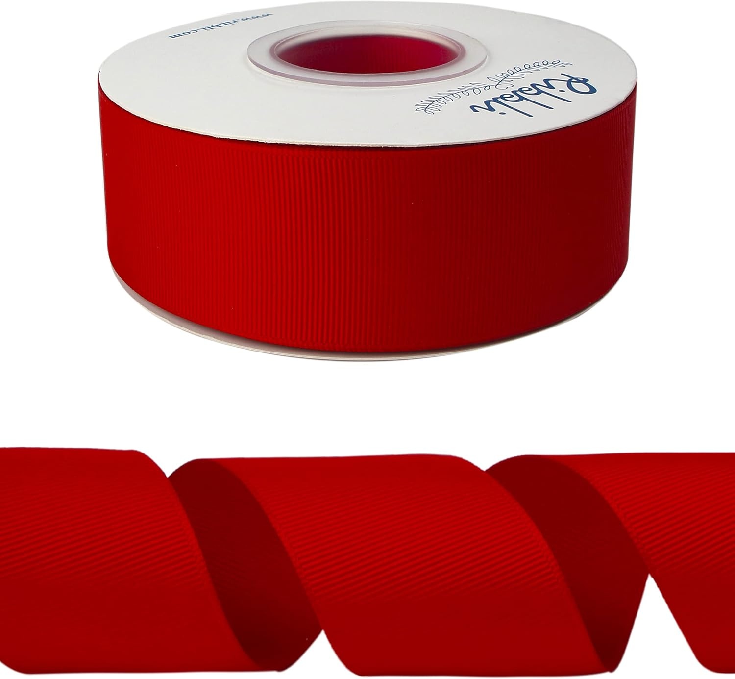 Ribbli Red Grosgrain Ribbon, 1-1/2 inches x Continuous 25 Yards,Use for Bows DIY Hair Accessories,Gift Wrapping,Craft and Sewing(Red)