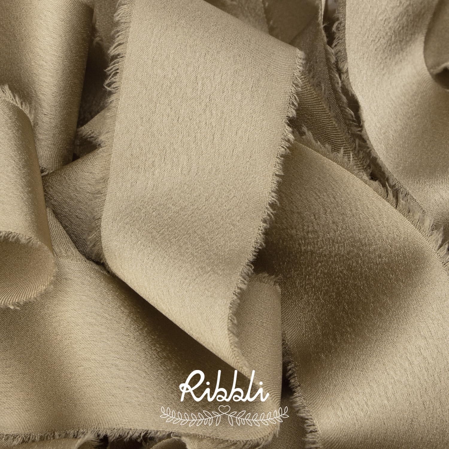 Ribbli Terracotta Silk Satin Ribbon 1.5 Inch x 30 Yard Handmade Frayed Chiffon Burnt Orange Ribbon for Gift Wrapping Wedding Invitations Bridal Bouquets Home Decor(Champagne Gold)