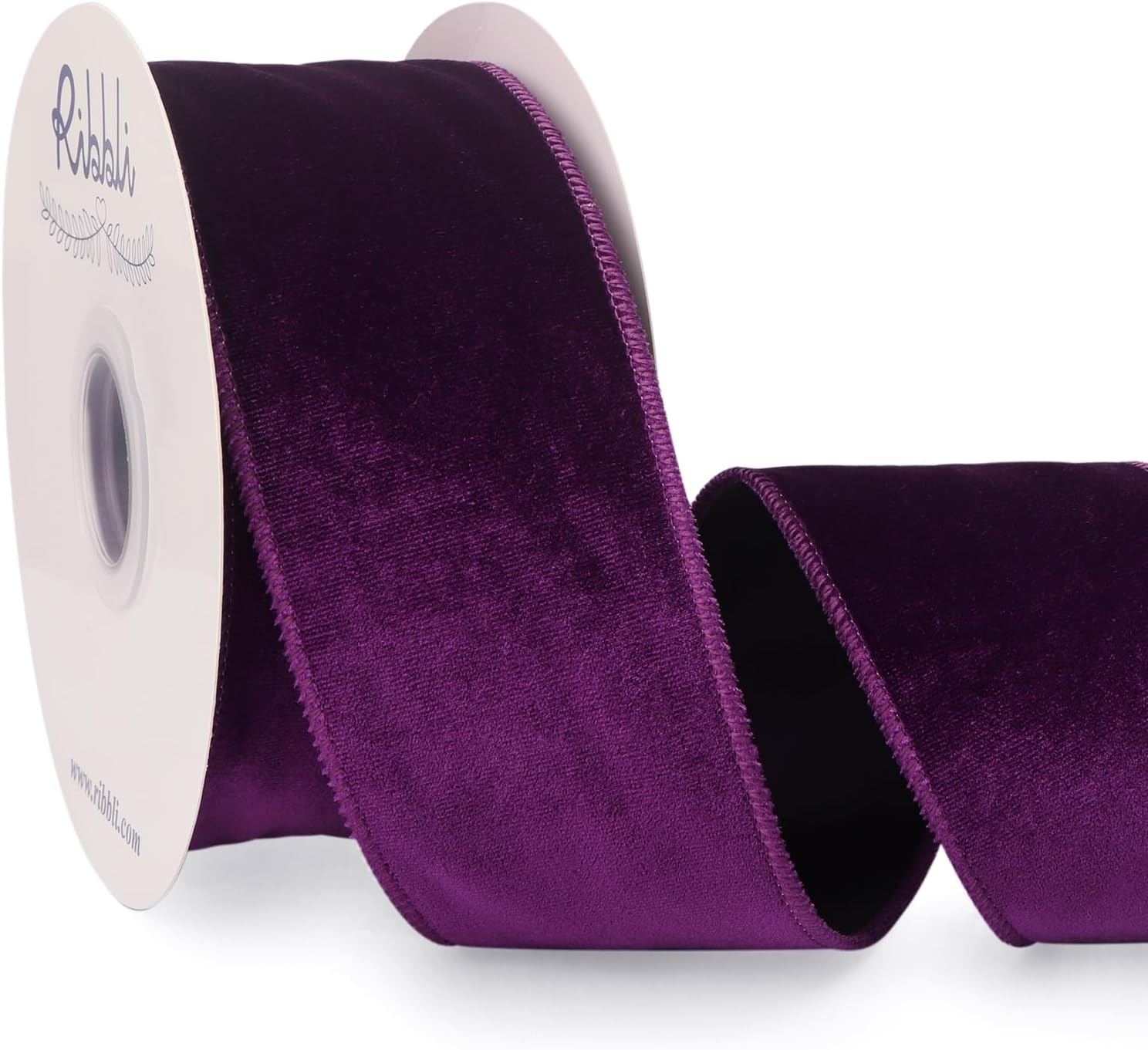 Ribbli Dusty Green Velvet Wired Ribbon 4 Inch Sage Velvet with Satin Christmas Ribbon for Gift Wrapping Christmas Tree Decoration Crafts Wreaths Supplies-Continuous 10 Yards(Purple)