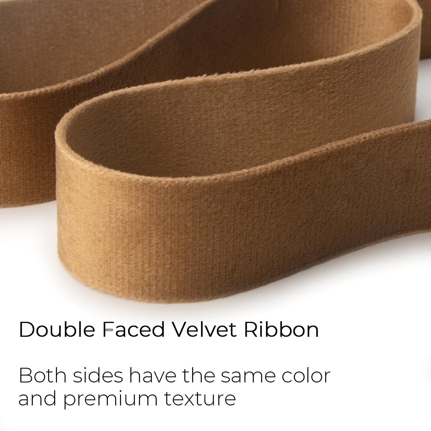 Ribbli Antique Gold Velvet Ribbon Double Faced 1 Inch 10-Yard Spool Gold Ribbon Use for Christmas Tree Ornaments Gift Wrapping Wreath Decoration Wedding Boutonnieres(Khaki)
